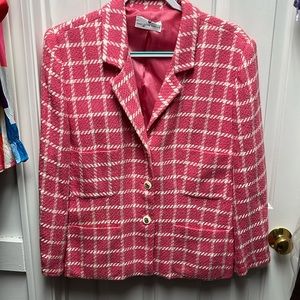 Saks fifth avenue blazer pink with cream stripes Size 10/12